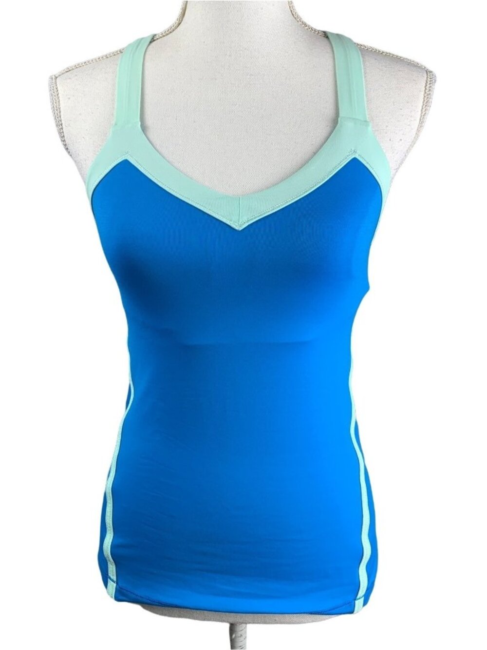 Lululemon Blue & Mint Crossback Racerback Tank Top Size 4